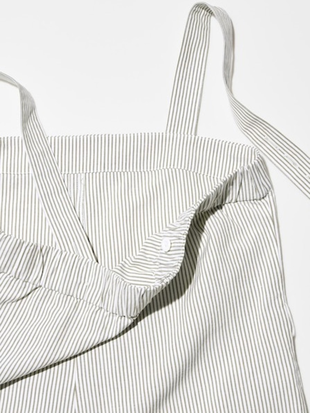 Uniqlo Striped Linen Blend Jumpsuit Overalls Size Medium White Green - Picture 5 of 14